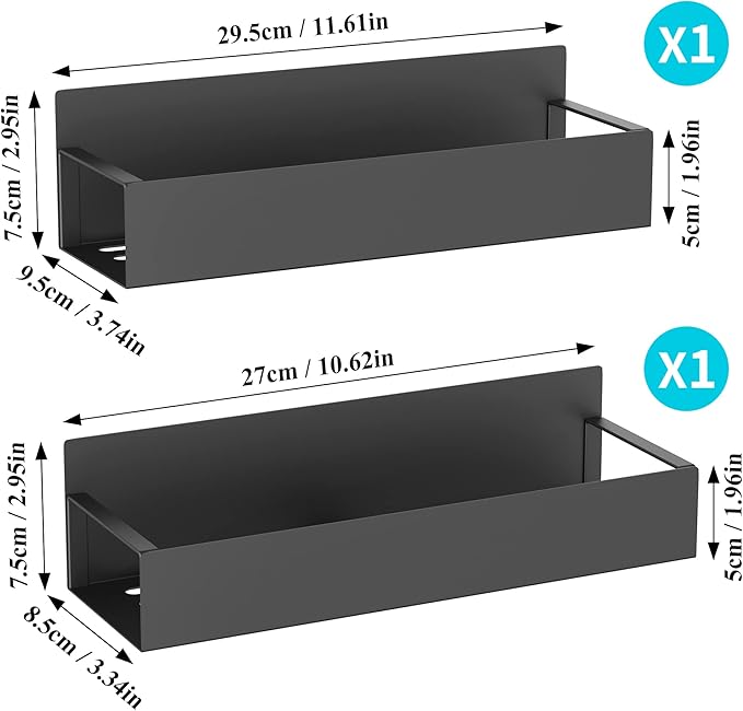 2 Pack Magnetic Spice Storage Rack Organizer for Refrigerator and Oven, Black Fridge Organizers and Storage