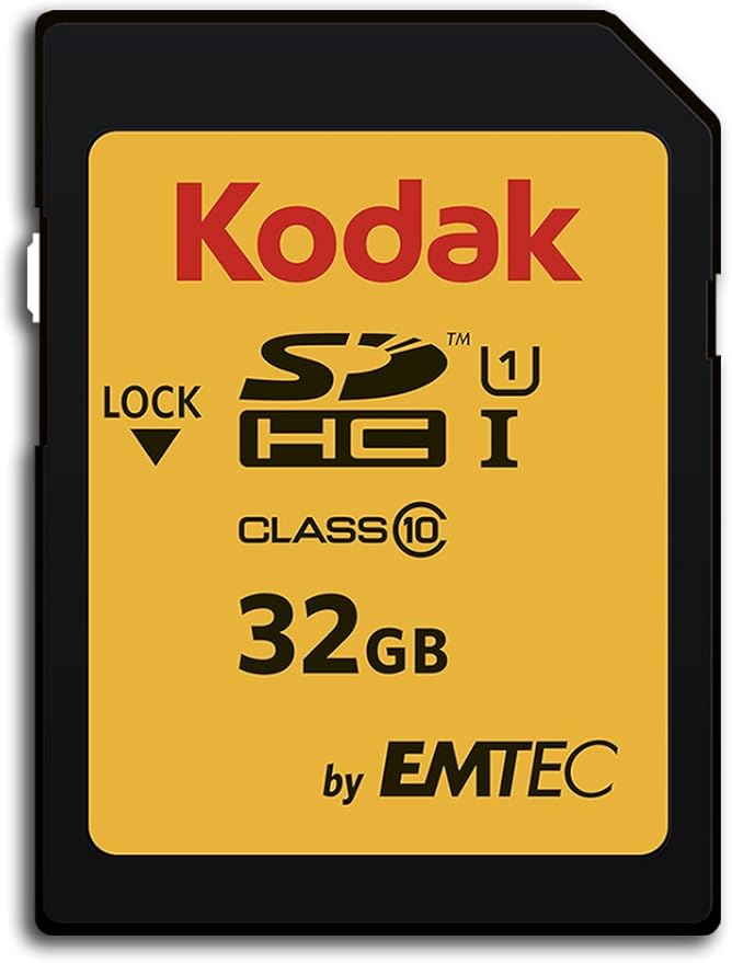 Kodak SDHC Card 32GB UHS-I U1 V10 Premium, up to 85MB/s Read Speed, for Full HD Video and High-Resolution Pictures, Compatible with SDHC Standard - EKMSD32GHC10K