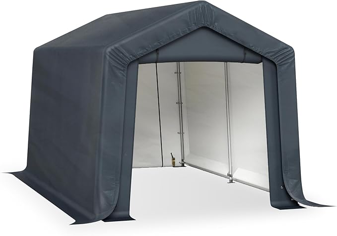 MFSTUDIO Outdoor Storage Sheds 8x12 ft, Portable Carport Shelter Garages Heavy Duty Canopy with Rolled up Zipper Doors,Outside Utility Shed Garage Tent for Motorcycle, Bicycles,Lawn mowers and Tools