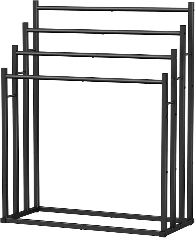 Honiter Towel Racks for Bathroom, 4 Tier Wide Towel Drying Rack Outdoor, Free Standing Towel Rack, Pool Towel Blanket Stand and Display Rack for Oversized Bath Towels