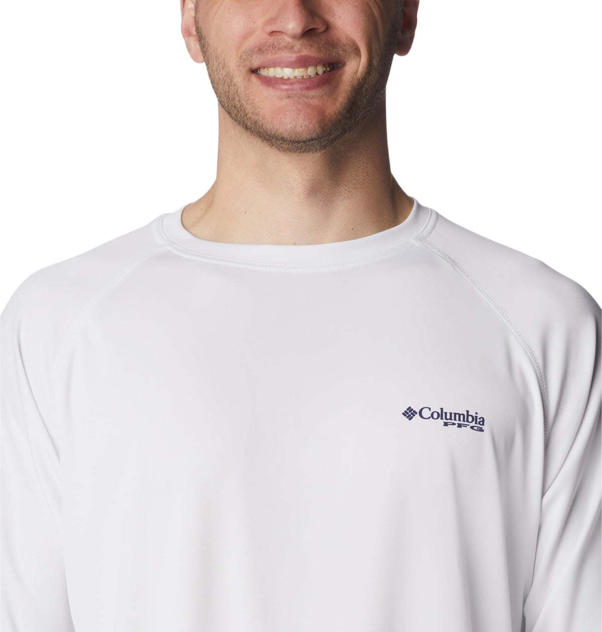 Columbia Men's PFG Terminal Tackle Long Sleeve Fishing Shirt, White/Nightshade Logo, 4X