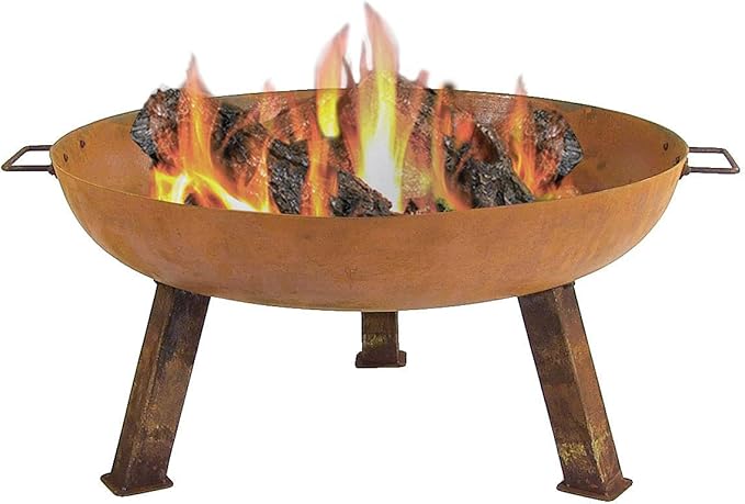 Sunnydaze 30-Inch Cast Iron Heavy-Duty Fire Pit for Outside - Wood-Burning Outdoor Fire Pit Bowl with Handles - Oxidized Finish
