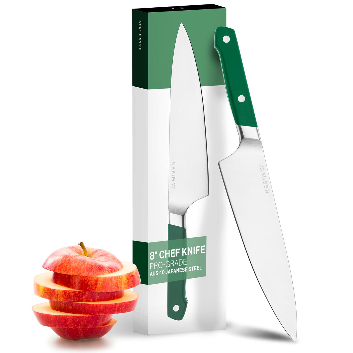 Misen 8 Inch Chef Knife, AUS-10 Japanese Stainless Steel - White