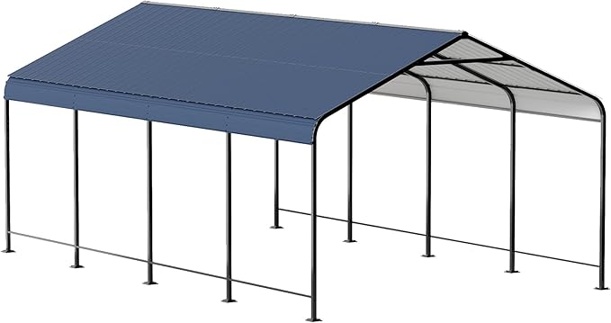 Mental Carport Canopy 12x20 Heavy Duty, Outdoor Car Ports Garage with Galvanized Steel Roof and Frame, Car Shelter Protect from Sun and Heavy Snow for Boat, Car and Tractors