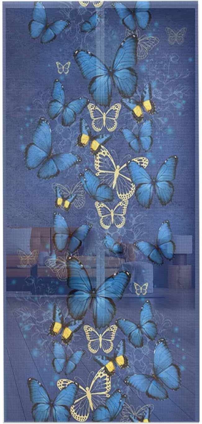 Screen Door 38"x83" Blue Butterfly Door Screen Magnetic Closure