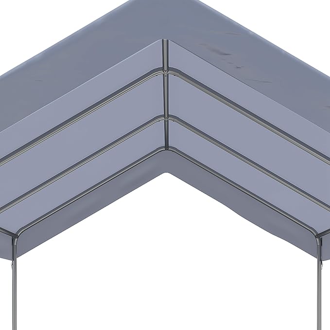 Outsunny 10' x 20' Party Tent and Carport, Height Adjustable Portable Garage, Outdoor Canopy Tent 8 Legs Without Sidewalls for Car, Truck, Boat, Motorcycle, Bike, Garden Tools, Gray