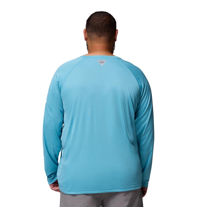 Columbia Men's PFG Terminal Tackle Long Sleeve Fishing Shirt, Vintage Blue/White Logo, 3X