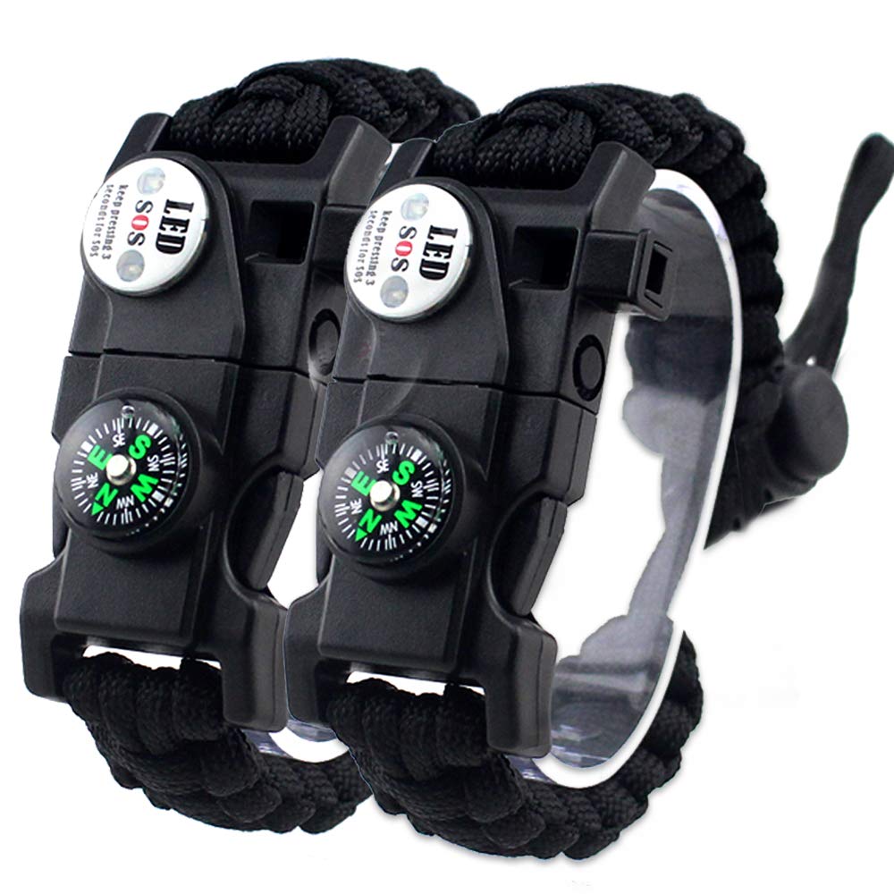 Survival Paracord Bracelet,Fire Starter,Waterproof SOS Light, Compass, Whistle, Adjustable AK87 20 in 1,Outdoor Ultimate Tactical Survival Gear Set,Gift for Kids,Men