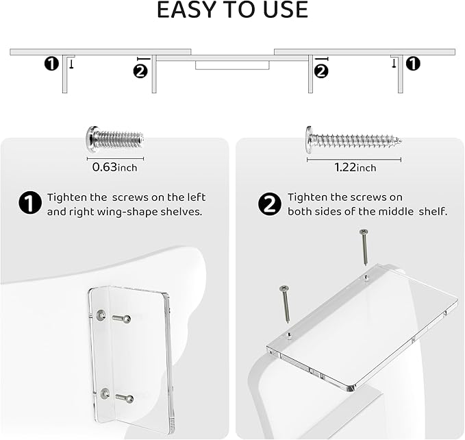 Dual Monitor Stand Riser, Wing-Shaped Sturdy Desktop Wood Stand for 2 Monitors, White Riser for Laptop, PC, Computer
