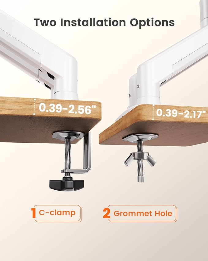 ErGear Dual Monitor Stand up to 32 inches Screen, Load-Bearing Max 22 lbs Each Arm, Adjustable Dual Monitor Mount, Sturdy Steel vesa Monitor Mount with Stable VESA 75x75 100x100mm-White