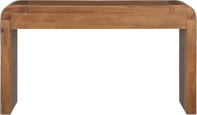 Farmhouse Modern Curved Console Table 54.3-Inch Sofa Entry Table Fluted Accent Tables with Storage Drawers for Living Room Entryway Hallway Furniture, Brown