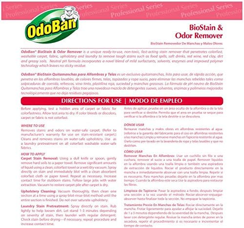 OdoBan Professional Cleaning and Odor Control Solutions, Ready-to-Use Biostain and Odor Remover, Made in the USA, 2 Gallons