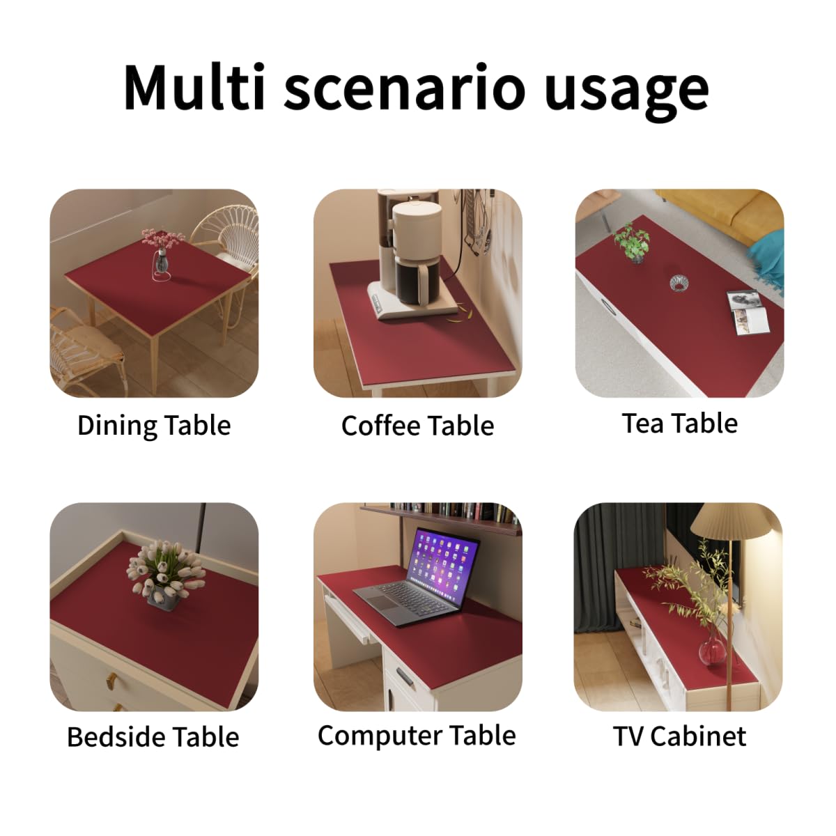Zinkooat Dresser Cover Top - Can Be Used On Both Sides Waterproof and Easy to Clean Good Flatness Used for Dresser Table(Black+Wine Red 10x36)