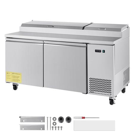 67"W Commercial Refrigerator, Pizza Prep Refrigerated Table, 20" Ultra Wide Countertop Food Prep Worktable, 20.3 Cu.Ft Single Door Salad Prep Fridge, 9 Pans Pizza Make Worktop with Cutting Board