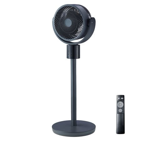 7-Inch Pedestal Fan, Oscillating Standing Floor Fan with DC Motor, Remote Control, 12 Speeds & 3 Modes, 15H Timer, Adjustable Height, Quiet for Home, Bedroom, Living Room, Study Room, Blue Gray