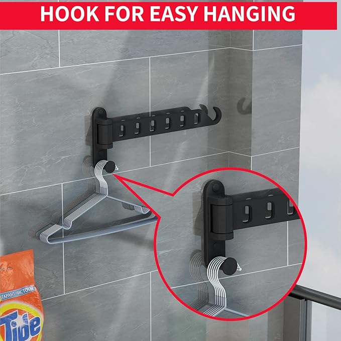 JOOM Laundry Drying Rack Wall Mounted Clothes Drying Rack Clothes Hanger Grey 2 Pack