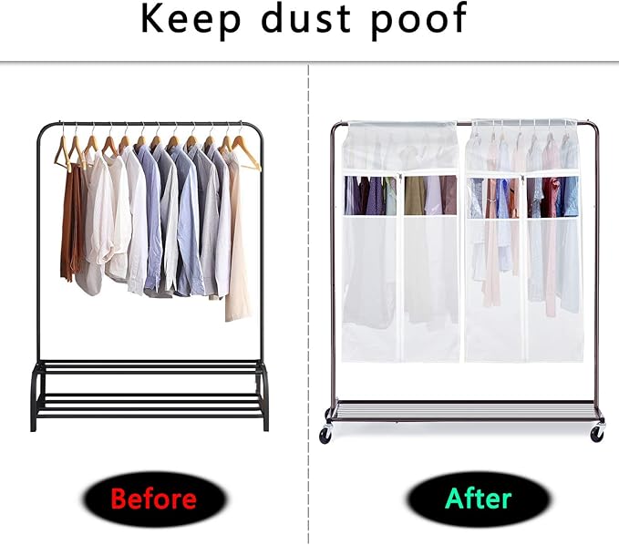 Zilink Hanging Clothes Bag Organizer 43 inch-2 Pack Large Garment Bags Suit Bag for Storage Hanging Clothes Cover for Suit Coats Dress Closet Storage (Hanger Not Included)