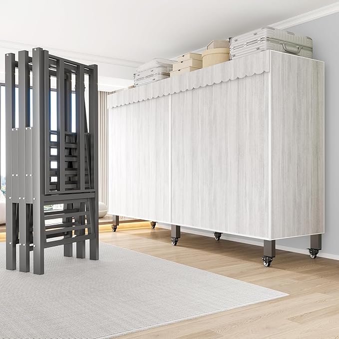 Heavy Duty Portable Closet with Cover Foldable Covered Clothes Rack for Hanging Clothes Armoire Wardrobe Closet System Freestanding Coat Storage Garment Racks (light gray(65.9in))