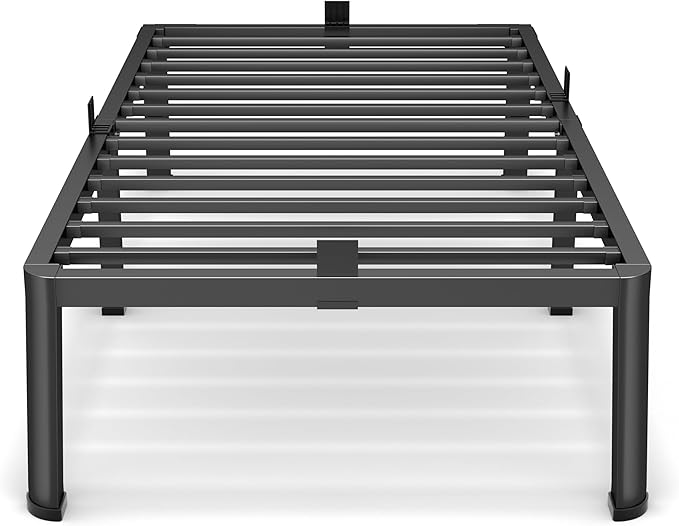18 Inch Twin Size Metal Platform Bed Frame with Round Corners, Storage Space Under High Bed Frame-Heavy Duty Steel Slats Support, Noise Free - Easy Assembly - No Box Spring Needed