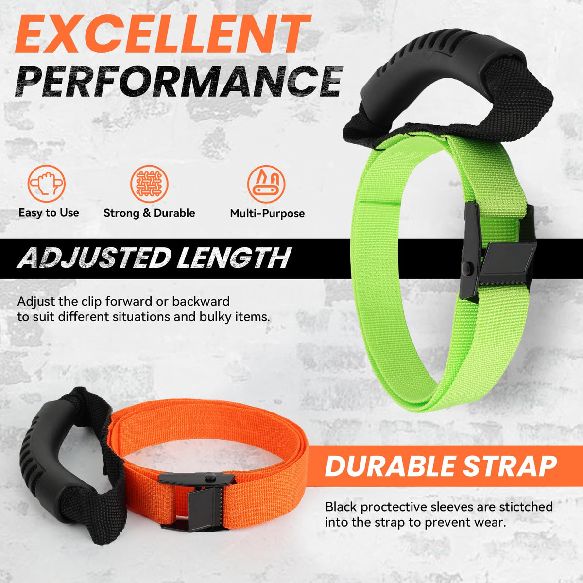 Heavy Duty Storage Straps with Handle and Easy Adjustable Steel Black Lock Slider Buckles,Extension Cord Strap for Cords Pool Hoses Ropes and Garden Hose (3 Pack)