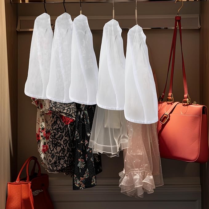 50pcs Clothes Protectors For Hanging Clothes,Suit Covers For Closet,Dust Covers For Hanging Clothes,Garment Covers For Hanging Clothes,Hanger Covers To Keep Dust Off Clothes,24''W X 12"H X 2''D