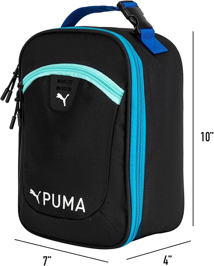 PUMA Unisex Kid's Rally Lunch Box, Black/Vivid Blue/Aquatic, Small