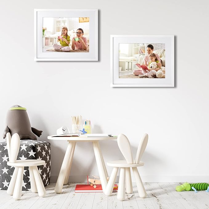 Egofine 16x20 Solid Wood Picture Frame, Made of Solid Wood Covered by Plexiglass 11x14/12x16 with Mat 16x20 without Mat, Poster Frame for Wall Mounting Photo Frame Vertically or Horizontally, White