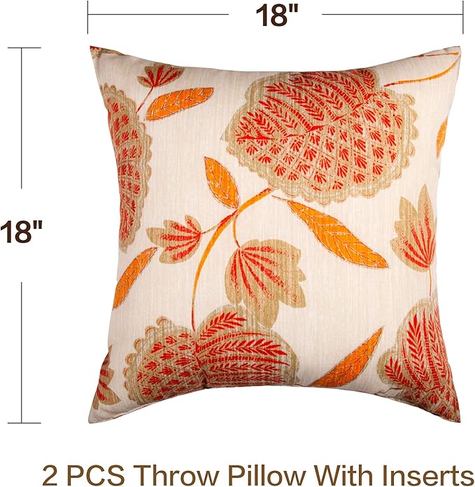 JMGBird Outdoor Throw Pillows Waterproof Set of 2 Outdoor Pillow 18×18 Inch Decorative Pillows for Bed, Couch, Sofa and Patio Furniture