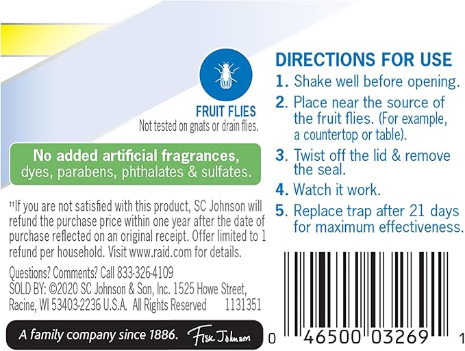 Raid Essentials Fruit Fly Trap for Indoors, Made with Essential Oils, Child and Pet Safe, 5.4 oz