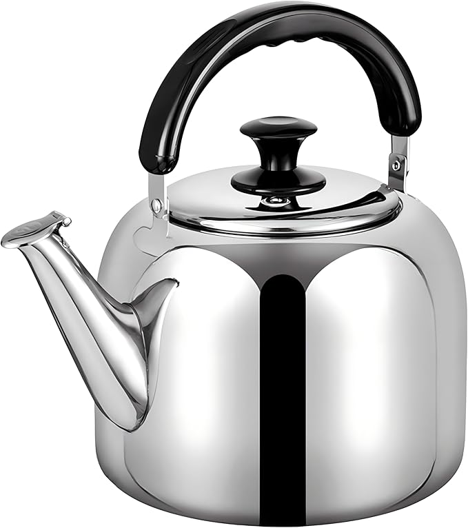 Whistling Stovetop Tea Kettle,Food Grade 316 Stainless Steel,Hot Water Fast to Boil,Stovetop Kettle with Ergonomic Handle,4.2 Quart Capacity