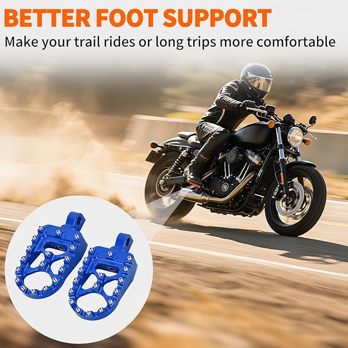 Nilight Motorcycle Foot Pegs Dirt Bike Footpegs Fit for Harley Dyna 1993-2017 Fatboy 1990-2017 Iron 883 2009-2017 Sportster 883 360° Rotating CNC Foot Pegs Heavy Duty Aluminum Alloy Peg Pedal, Blue