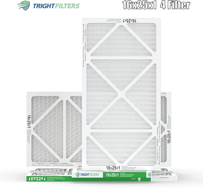 16x25x1 Air Filter 4 Pack, MERV 8 Pleated Dust Defense Air Filters Replacement