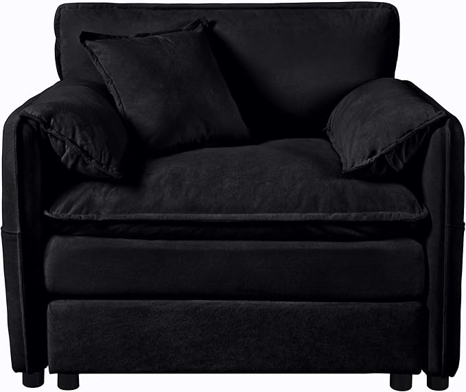 41.73" Oversized Sofa Chair, Chenille Modern Upholstered Armchair, Modular Sectional Sofa for Living Room, Deep Seat Reading Sofa for Bedroom Apartment (Black, 41.73 Inch)