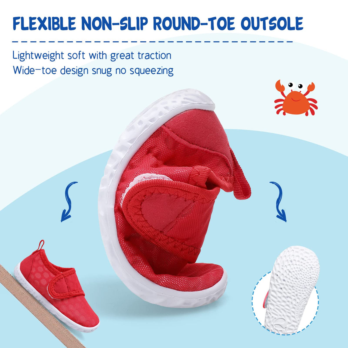 LeIsfIt Kids Water Shoes Toddler Girls Boys Swim Shoes Outdoor Quick-Dry Breathable Aqua Socks for Beach Pool Surf, Red, 12 Little Kid