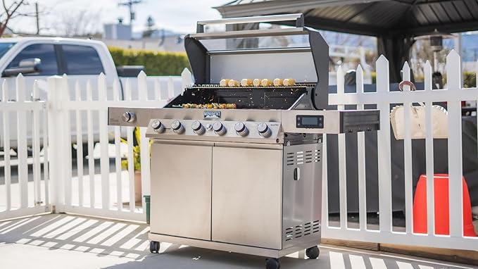 Monument Grills 6-Burner Convertible Natural Gas Smart bbq Grill Stainless Steel Denali 605 with Conversion Kit