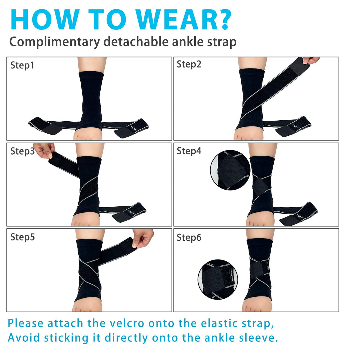 FvaPemm Copper Ankle Brace for Women Men-2 Pack Ankle Sleeve Compression Support for Sprained Ankle, Plantar Fasciitis Relief & Achilles Tendonitis Brace, Sports, Running, Black, XL