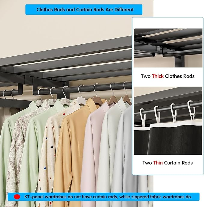 Heavy Duty Portable Closet with Cover Foldable Covered Clothes Rack for Hanging Clothes Armoire Wardrobe Closet System Freestanding Coat Storage Garment Racks (light gray(86.52in))