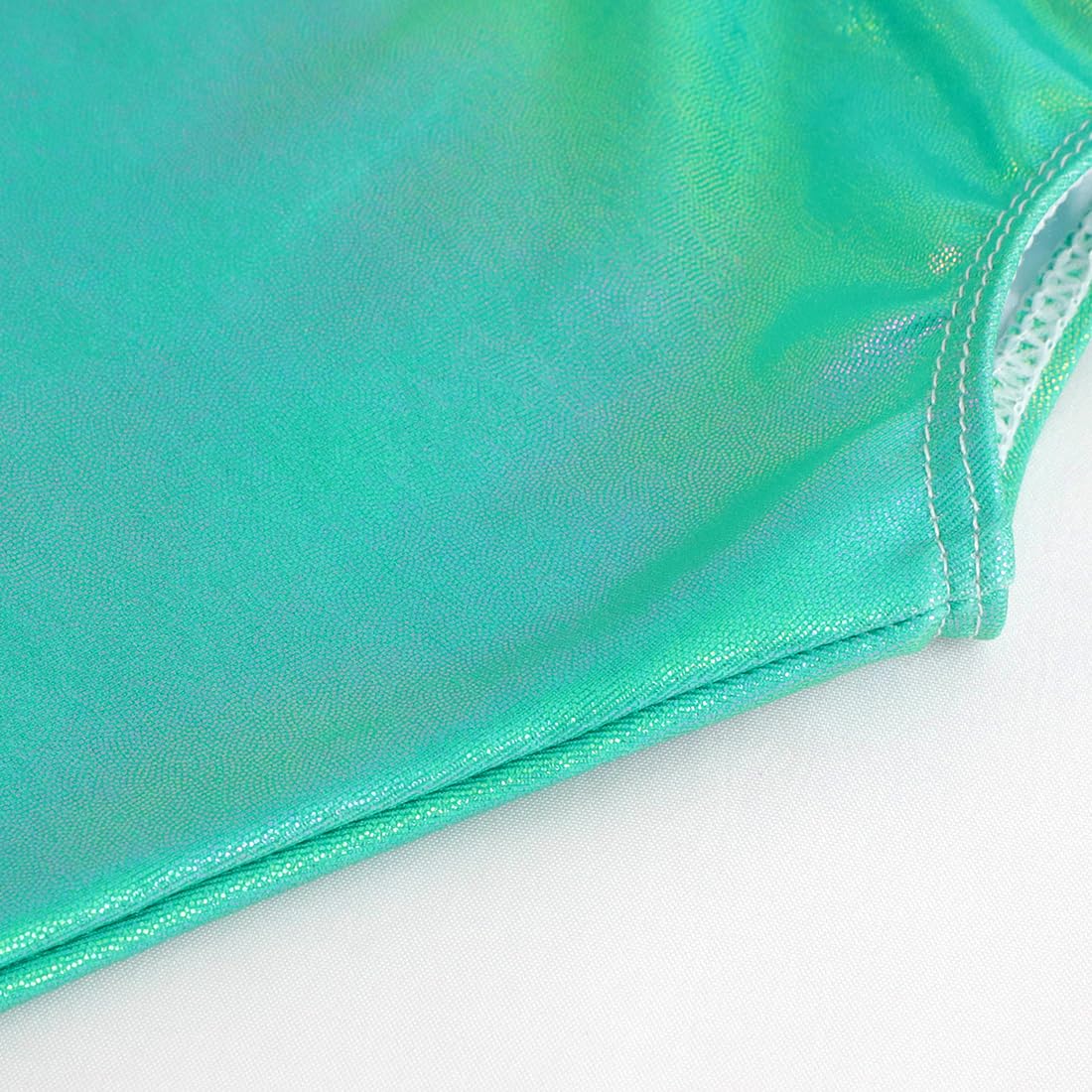 HOZIY Gymnastics Leotards with Shorts for Girls 4t 5t Toddlers Little Girl Biketards Unitards Dance Outfits Solid Colors Green Sparkly Colorful