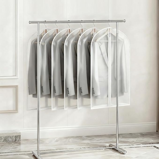 Dntorx 12 Pack Garment Bags 60 * 100cm, 40in PEVA Translucent Garment Covers, Suit Storage Bags, Dress Organizer Bags Used To Protect Shirts, Winter Coats, Jackets(White Edge)