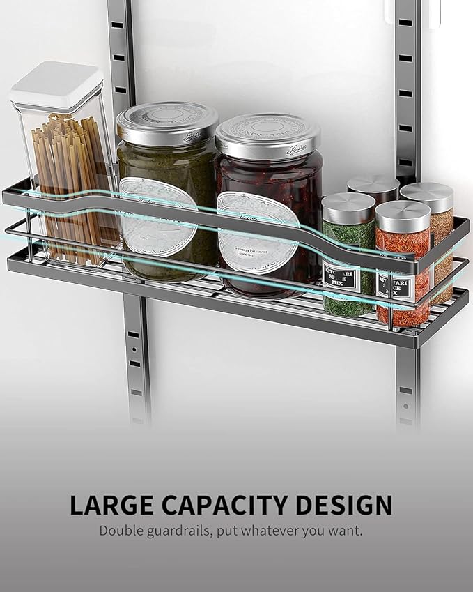 Moforoco 12.2"(W) Narrow 9-Tier Over The Door Pantry Organizer, Pantry Organization and Storage, Black Hanging Basket Wall Spice Rack Seasoning Shelves, Home & Kitchen