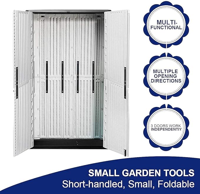 Kinying Outdoor Storage Cabinet, Vertical Storage Shed Perfect to Store Patio Furniture, Garden Tools Accessories,Bike,Beach Chairs and Lawn Mower, 4x2.5 Feet off-white-02B