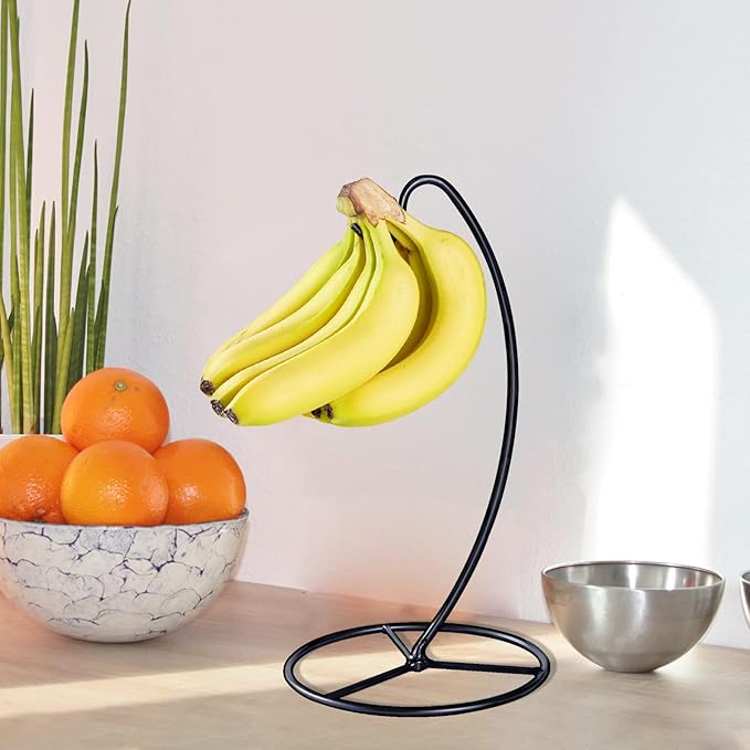 Banana Holder Stand, Banana Hanger Stand Black, Metal Bananas Tree Hanger to Keep Bananas Fresh for 15LB