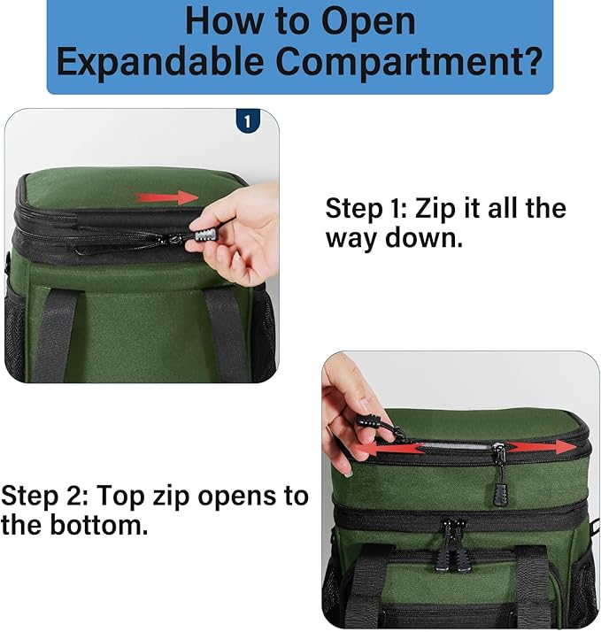 Lunch Box Cooler Bag - Insulated Tactical Lunchbox for Men - Large Lunch Pail for Adults Work Outdoor Shifts Trips Army Green 16L