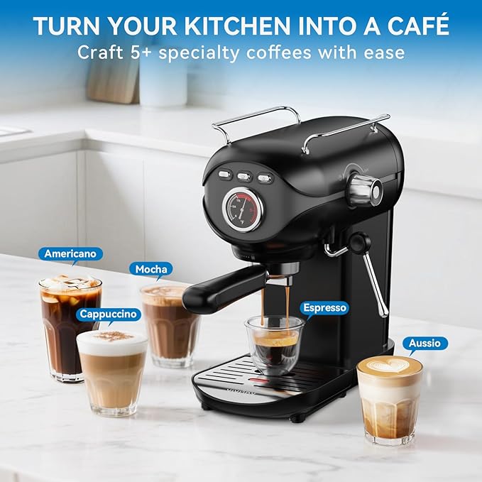 XIXUBX Espresso Machine, Compact Espresso Maker with Milk Frother