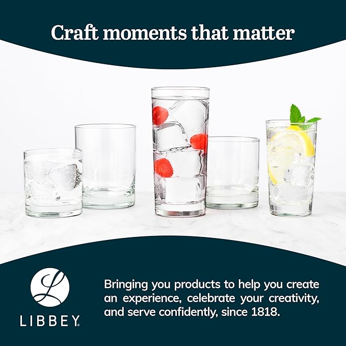 Libbey 918CD Heavy Base Finedge Rim Double Old Fashioned Glasses, 13.5-ounce, Set of 12