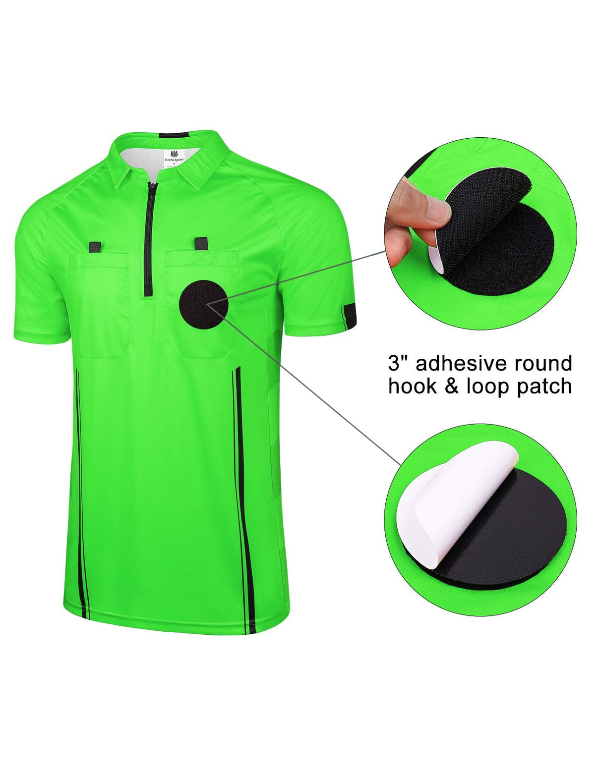 FitsT4 Sports Pro Soccer Referee Jersey Short Sleeve Ref Shirts Green XX-Large