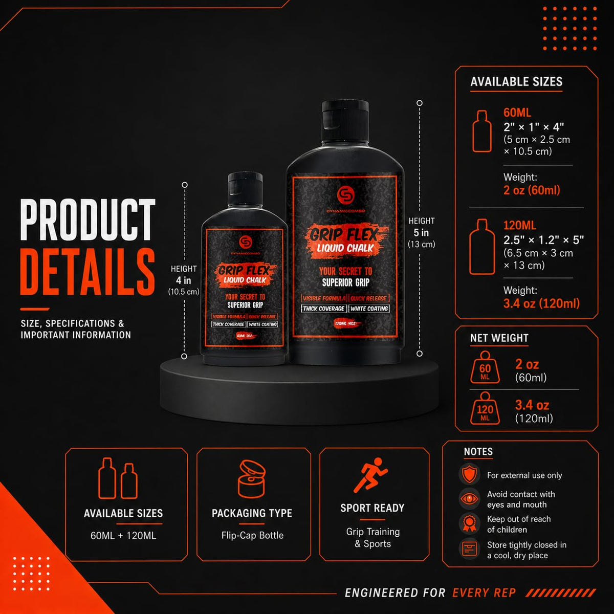 DYNAMICCOMBO Liquid Chalk for Weight Lifting & Gym Workouts, 4 oz