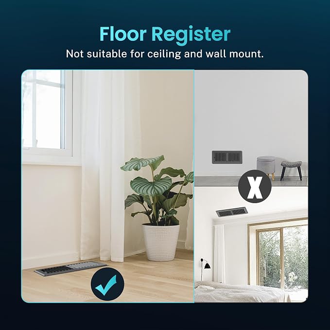 Floor Register 4 x 10 Inch, HG Power 4 Pack Heavy Duty Floor Vent Covers