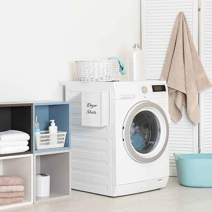 Magnetic Dryer Sheet Holder for Laundry Room Organizition ,Metal Dryer Sheet Container with lid,Dryer Sheet Dispenser,Wall Dryer Sheet Box,Fabric Sheet Holder,Laundry Detergent Sheets Dispenser