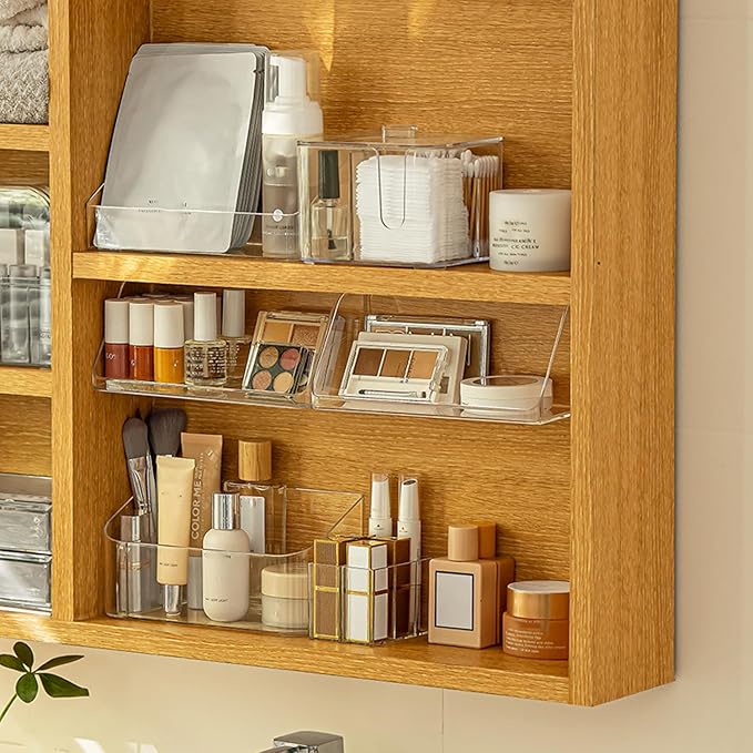 MORNITE Medicine Cabinet Organizer Shelf, Vanity Trays for Bathroom Counter, Cosmetic Storage Tray, Makeup Organizer, Beauty Organizer